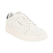 Emporio Armani SNK Tumbled Calf Leather Bianco Sneakers White, Herr
