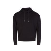 Emporio Armani Herr Double Jersey Hoodie med Micro Eagle Print Black, ...