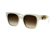 Fendi Glamorösa fyrkantiga solglasögon med Fendi-motiv White, Dam