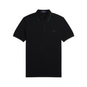 Fred Perry Slim Fit Twin Tipped Polo i Svart/Ivy Black, Herr