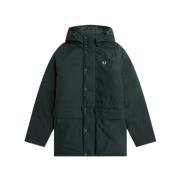 Fred Perry Twill Fullzip Jacka med Huva Green, Herr