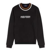 Fred Perry Återutgivning av Twin-Tipped Bomulls Sweatshirt Black, Herr