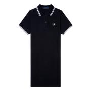Fred Perry Logoskjortklänning Svart/Vit Black, Dam