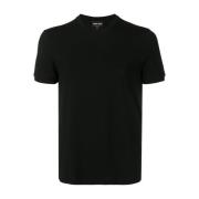 Giorgio Armani Svart Slim Fit T-shirt med Broderad Logotyp Black, Herr