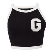 Givenchy Schwarz/Weiss Tank Top med Signature Patch Black, Dam