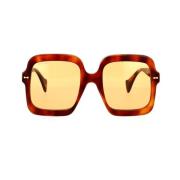 Gucci Fyrkantiga Oversized Solglasögon med Emaljdetalj Brown, Dam