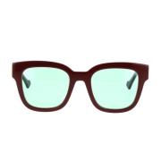 Gucci Minimalistiska fyrkantiga solglasögon med gröna linser Brown, Da...