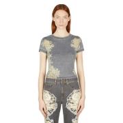 Guess Floral Burn Out T-Shirt Gray, Dam