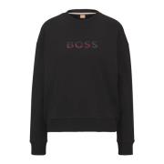 Hugo Boss Avslappnad passform bomullsblandning sweatshirt med logotyp ...