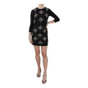 John Richmond Glamorös Svart Kristall Stretch Mini Klänning Black, Dam