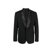 John Richmond Paljett Revers Blazer Black, Herr