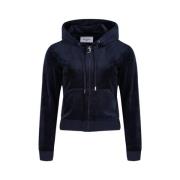 Juicy Couture Velour Zip Hoodie med JC Logo Blue, Dam