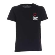 Karl Lagerfeld Kontrasttryck Crewneck T-shirt Black, Dam