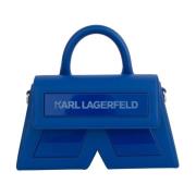 Karl Lagerfeld Essential Läder Crossbody Väska i Blått Blue, Dam