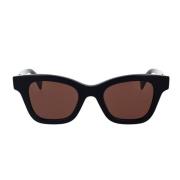 Kenzo Geometriska solglasögon med svart acetatram och bruna linser Bla...