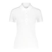 Lacoste Logo Applique Slim-Fit Pikétröja White, Dam