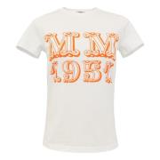 Max Mara MM 1951 Orange Monogram T-shirt White, Dam