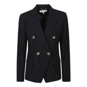 Michael Kors Svart Dubbelknäppt Revers Blazer Black, Dam