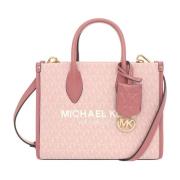 Michael Kors Mirella Handväska - Rosmönster, Belagd Canvas, Avtagbar R...