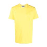 Moschino Gul Logo-Print T-Shirt för Män Yellow, Herr