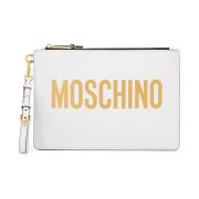 Moschino Läder Clutch Väska White, Dam