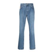 Moschino Leo Teddy-print Straight-leg Jeans Blue, Herr