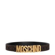 Moschino Logo Bälte med Justerbart Spänne Brown, Herr