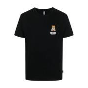 Moschino Svart Stretch Bomull Logo T-Shirt Black, Herr