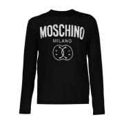 Moschino Rundhalsad Stickad Tröja Black, Herr