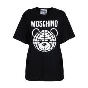 Moschino Svart World Teddy Crewneck T-Shirt Black, Dam