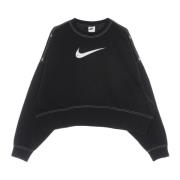 Nike Svart Sportswear Swoosh Fleece Crew Black, Dam
