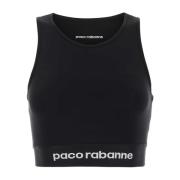 Paco Rabanne Snygg Svart Stretchig Nylontopp Black, Dam