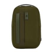Piquadro Grön Bucket Bag Ryggsäck med Laptop och iPad Fack Green, Herr