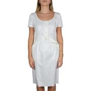Prada Midi-klänning med våg- och knappdesign White, Dam