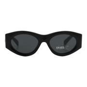 Prada Modiga Ovala Solglasögon - Svart Black, Unisex