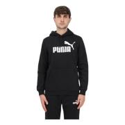 Puma Svart huvtröja med kontrastlogotyp Black, Herr