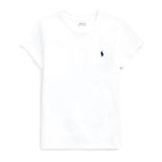 Ralph Lauren Vit Bomull T-shirt med Broderad Pony Logotyp White, Dam