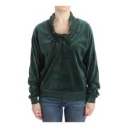 Roberto Cavalli Grön Velvet Zip-Through Sweater Green, Dam