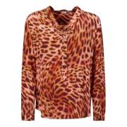 Stella McCartney Cheetah Print Silk CDC Skjorta Orange, Dam