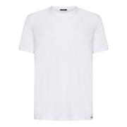 Tom Ford Vit Ribbad Crewneck T-shirt för Män White, Herr