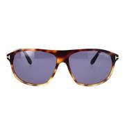 Tom Ford Klassiska fyrkantiga solglasögon i Havana Blå Gray, Unisex