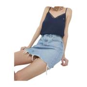 Tommy Hilfiger Essential Lace Top Navy Blue Blue, Dam