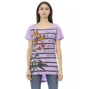 Trussardi Lila Bomull Kortärmad T-shirt med Framsida Tryck Purple, Dam