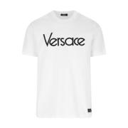 Versace Vit Logotyp Bomull T-shirt White, Herr