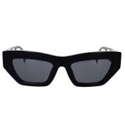 Versace Solglasögon med oregelbunden form, mörkgrå lins och svart båge...