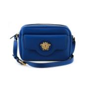 Versace Blue Calf Leather Camera Shoulder Bag Blue, Dam