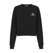 Vivienne Westwood Svart Cropped Sweatshirt med Orb Broderi Black, Dam