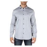 Armani Exchange Regular Fit Bomullsskjorta med Logobroderi Gray, Herr