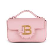 Balmain Mini slät läderväska med B-spänne Pink, Dam