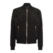 Balmain Broderad crepe bomberjacka Black, Herr